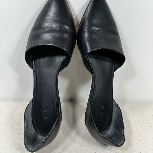 Vince Nina D'orsay Flat Black Leather Flats Sz 8,5 - Picture 6 of 8
